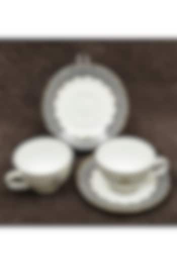 White Porcelain Cup & Saucer Set With Gift Box by ICHKAN