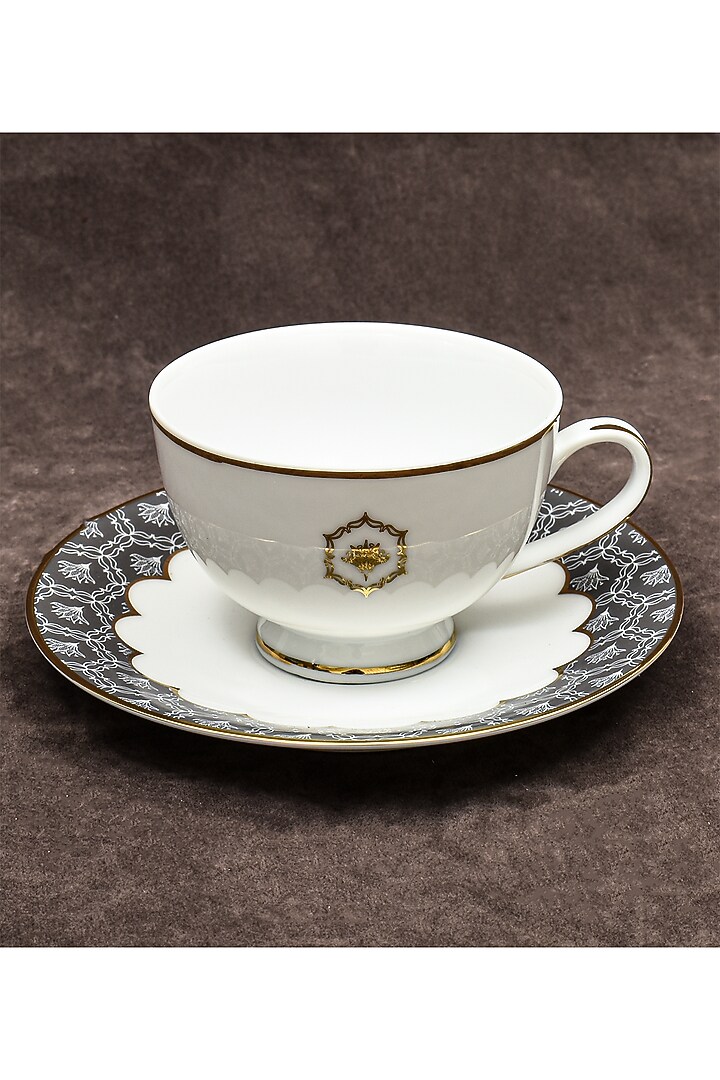White Porcelain Cup & Saucer Set With Gift Box by ICHKAN at Pernia's Pop Up Shop