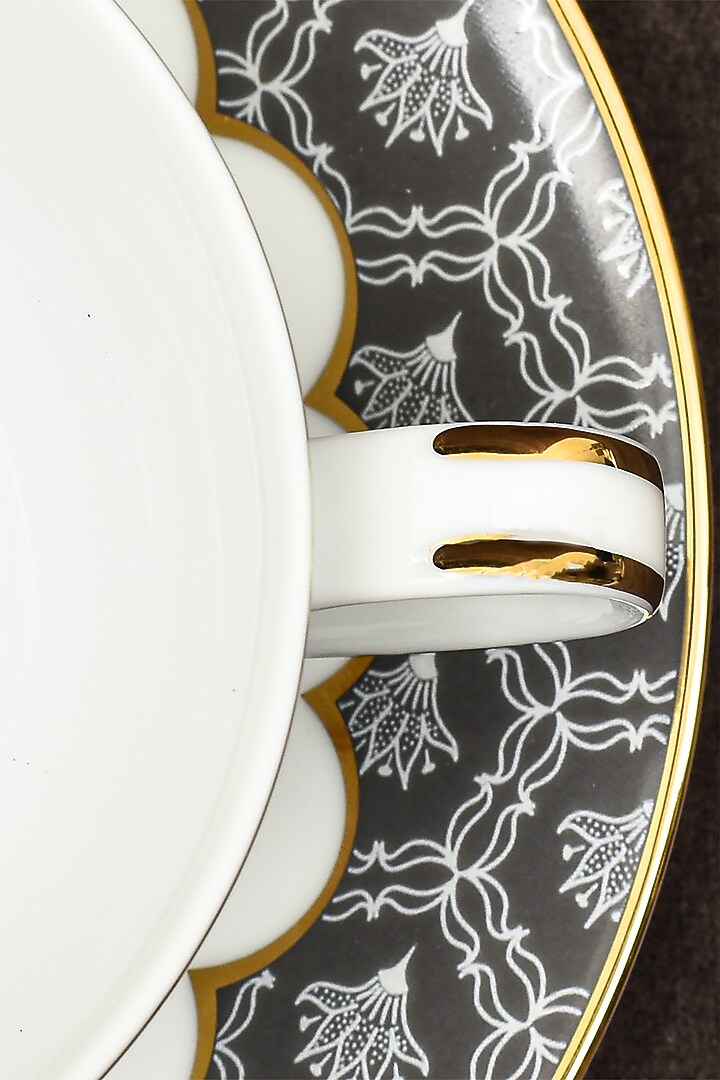 White Porcelain Cup & Saucer Set With Gift Box by ICHKAN at Pernia's Pop Up Shop