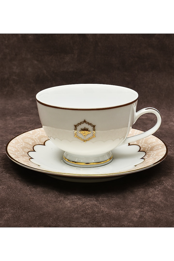 White Porcelain Cup & Saucer Set With Gift Box by ICHKAN at Pernia's Pop Up Shop