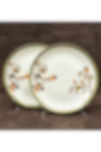 White Porcelain Floral Printed Dinner Set Of 21 by ICHKAN at Pernia's Pop Up Shop