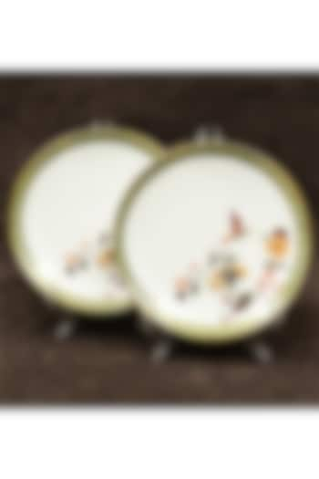 White Porcelain Floral Printed Dinner Set Of 27 by ICHKAN at Pernia's Pop Up Shop