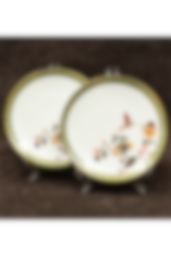 White Porcelain Floral Printed Dinner Set Of 33 by ICHKAN at Pernia's Pop Up Shop