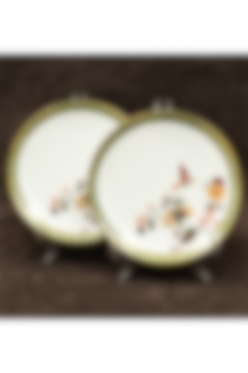 White Porcelain Floral Printed Dinner Set Of 39 by ICHKAN at Pernia's Pop Up Shop