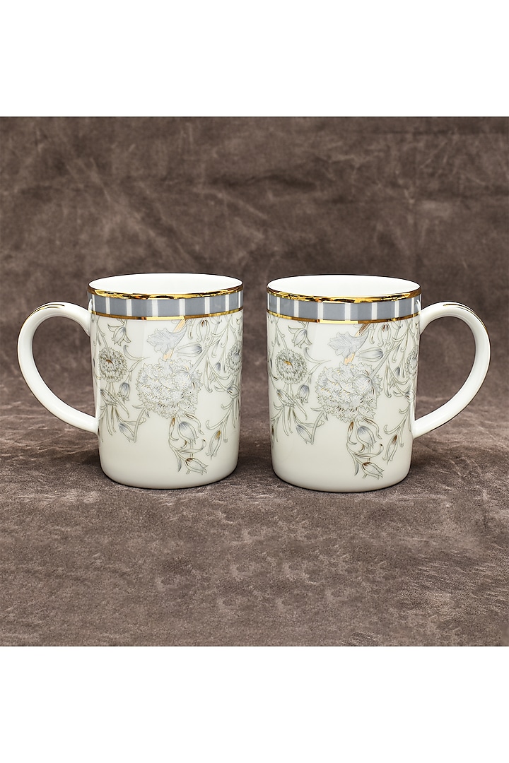 White & Grey Porcelain Mug Set With Gift Box by ICHKAN