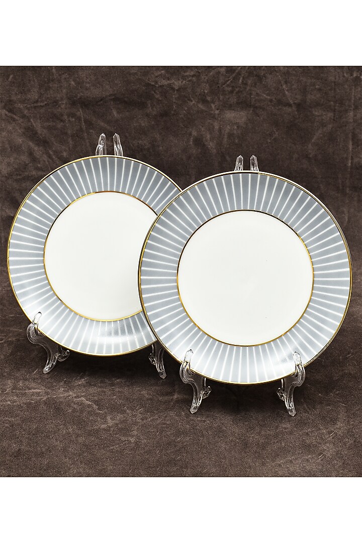 White & Grey Porcelain Dinner Set Of 27 by ICHKAN at Pernia's Pop Up Shop