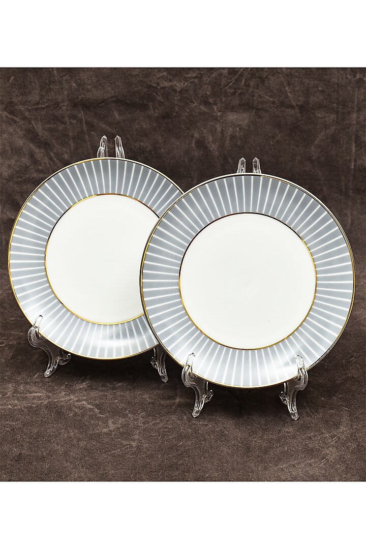 White & Grey Porcelain Dinner Set Of 39 by ICHKAN