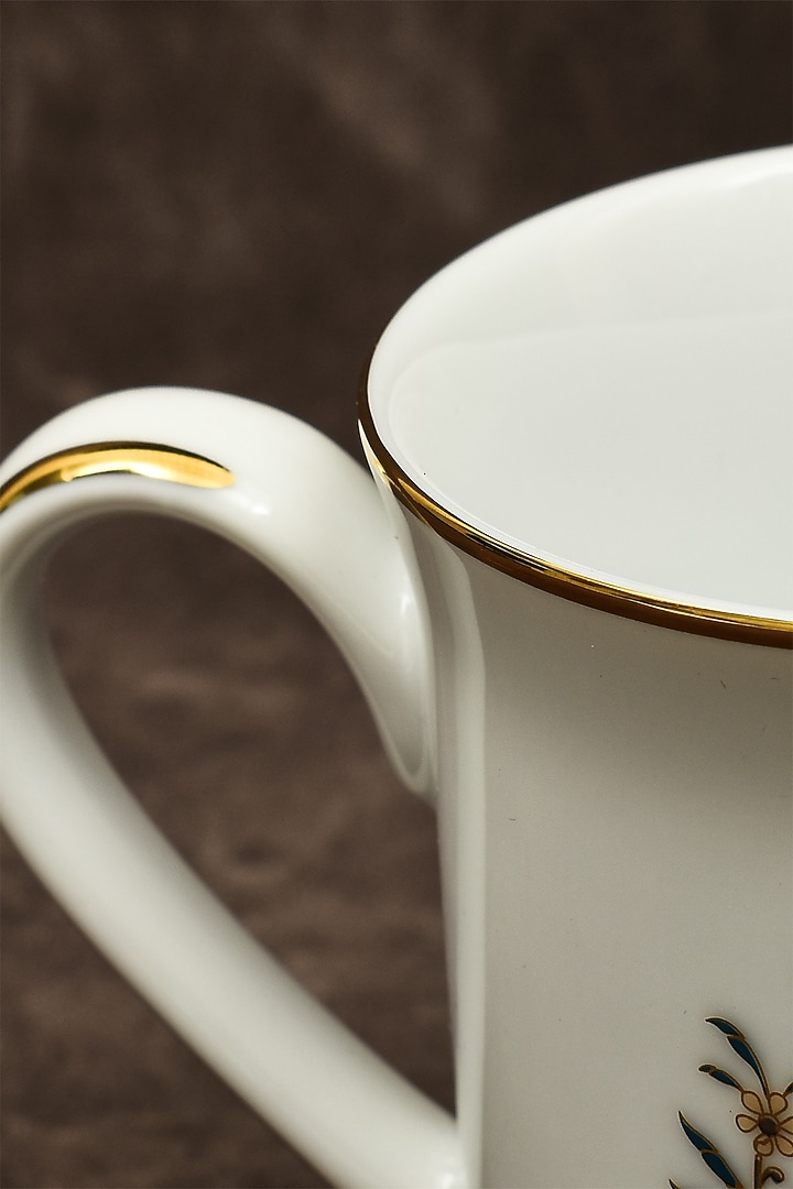 White Porcelain Floral Printed Mug Set by ICHKAN at Pernia's Pop Up Shop