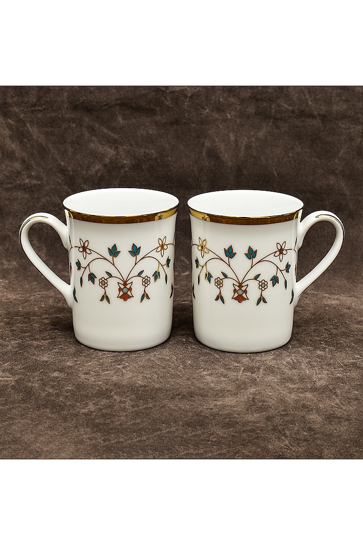 White Porcelain Printed Mug Set by ICHKAN