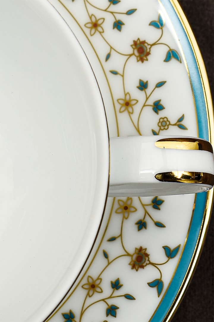 White Porcelain Printed Cup and Saucer Set With Gift Box by ICHKAN at Pernia's Pop Up Shop