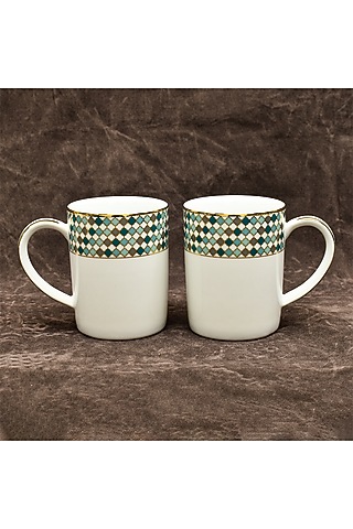 White Porcelain Printed Mug Set by ICHKAN