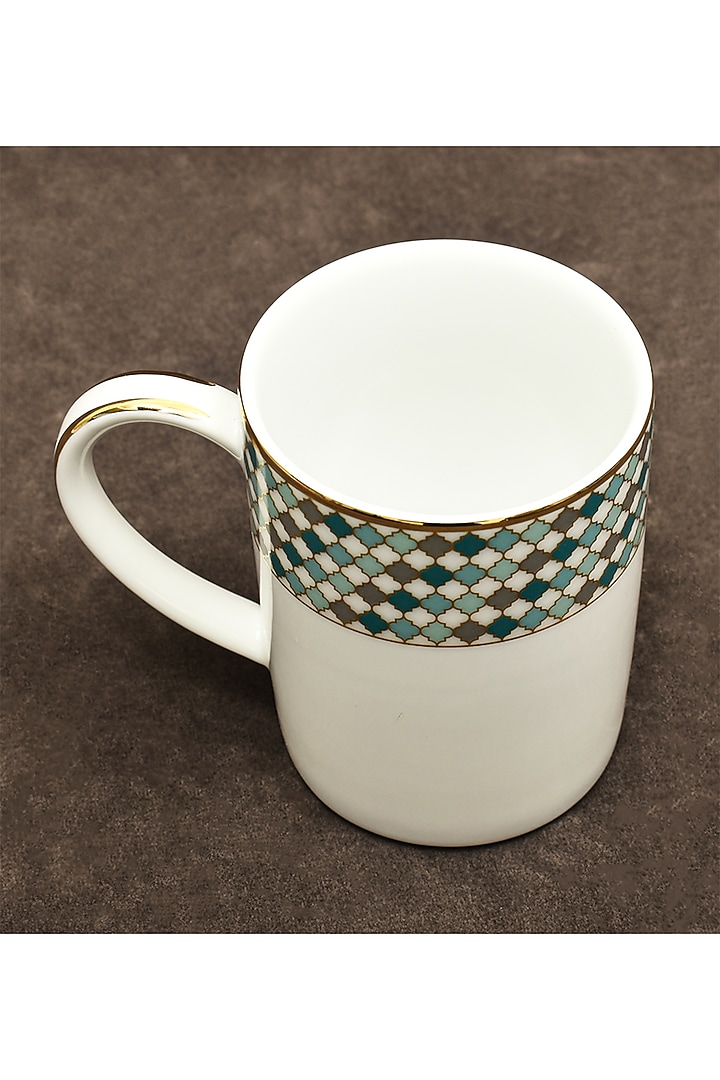 White Porcelain Printed Mug Set by ICHKAN at Pernia's Pop Up Shop