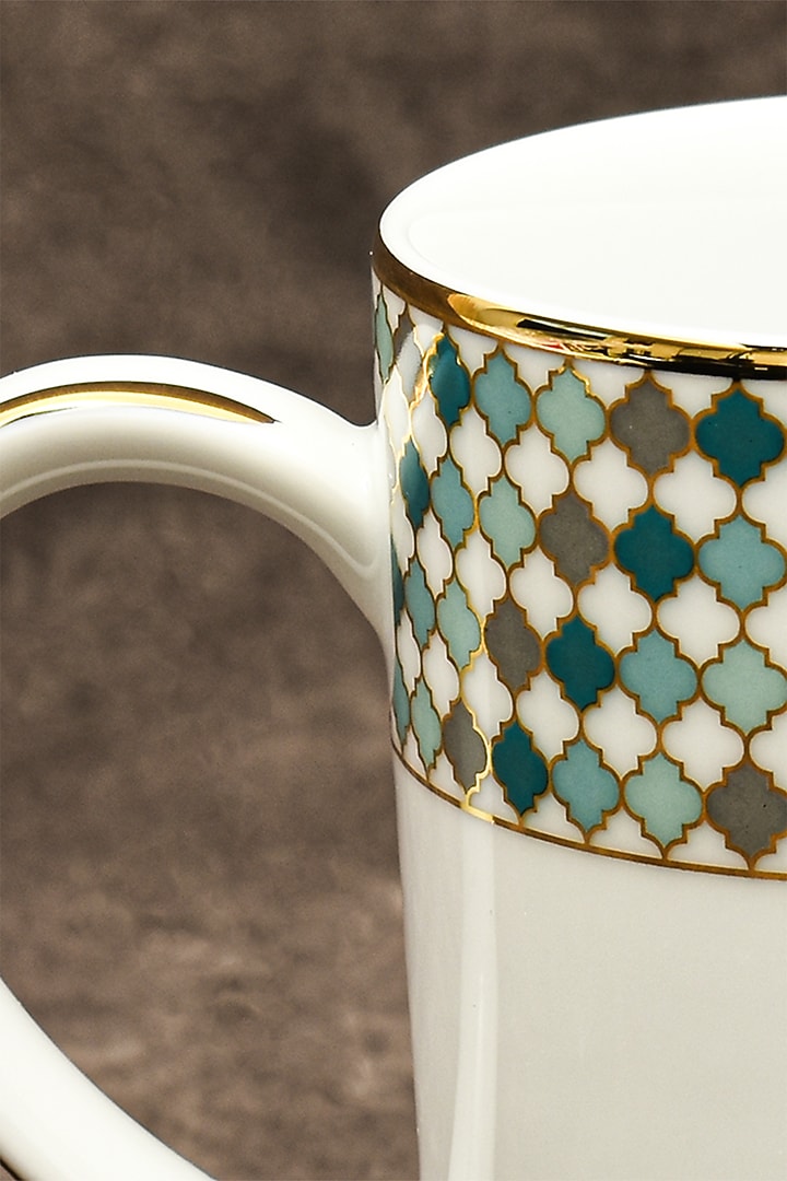 White Porcelain Printed Mug Set by ICHKAN at Pernia's Pop Up Shop