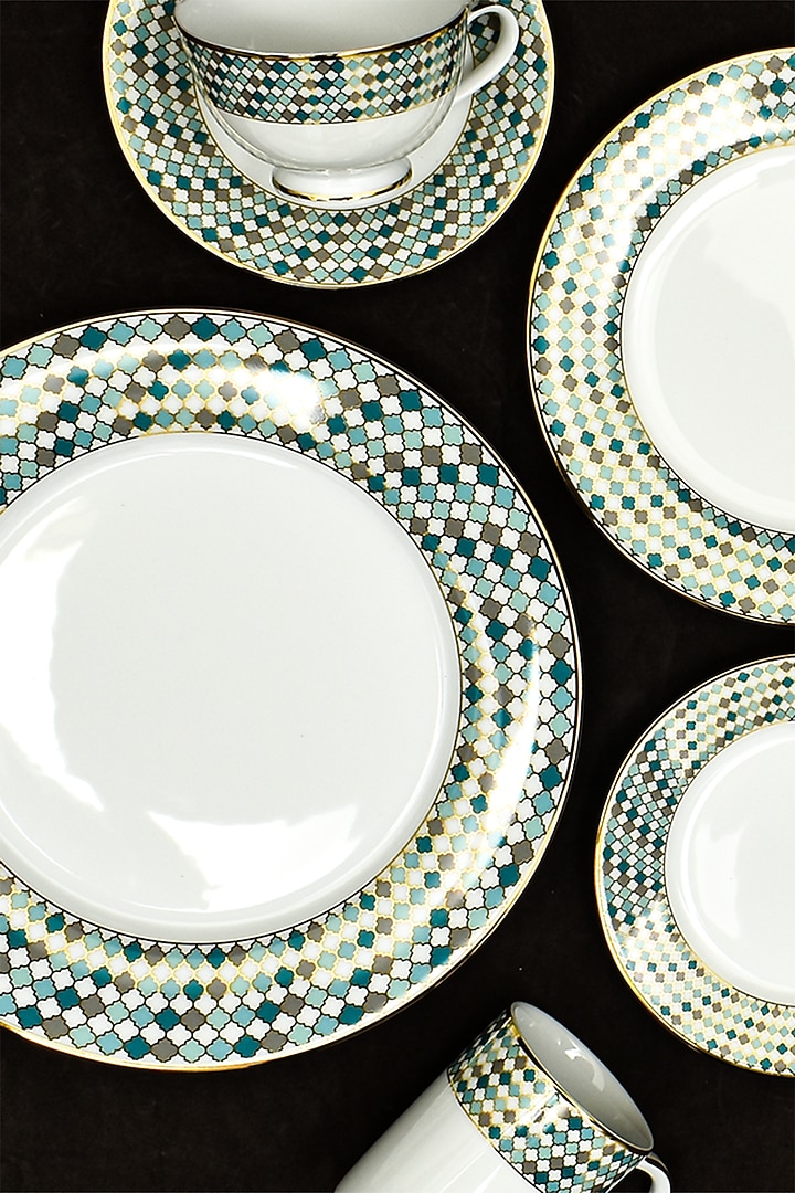 White Porcelain Printed Cup and Saucer Set With Gift Box by ICHKAN at Pernia's Pop Up Shop