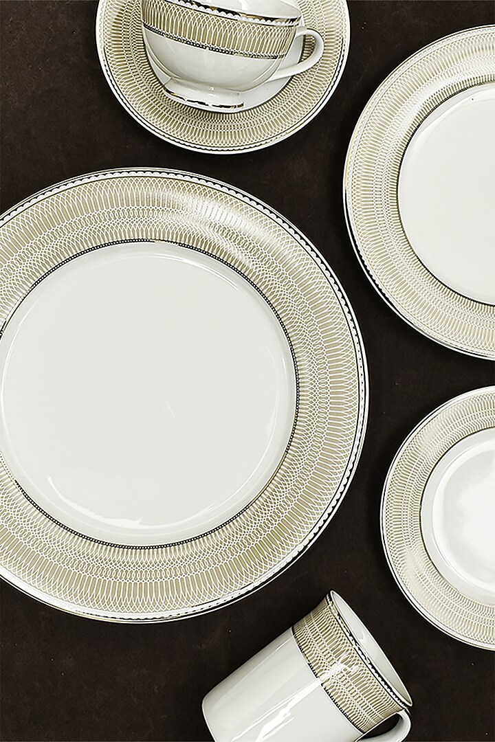 White & Beige Porcelain Cup and Saucer Set With Gift Box by ICHKAN at Pernia's Pop Up Shop