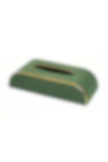 Olive Green Curved Serpentine Tissue Box by ICHKAN
