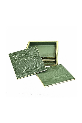 Olive Green Serpentine Coasters (Set of 6) by ICHKAN