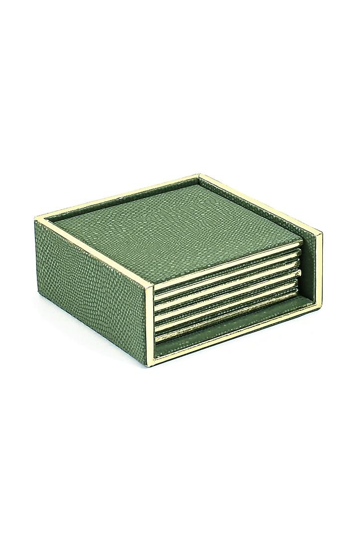 Olive Green Serpentine Coasters (Set of 6) by ICHKAN at Pernia's Pop Up Shop