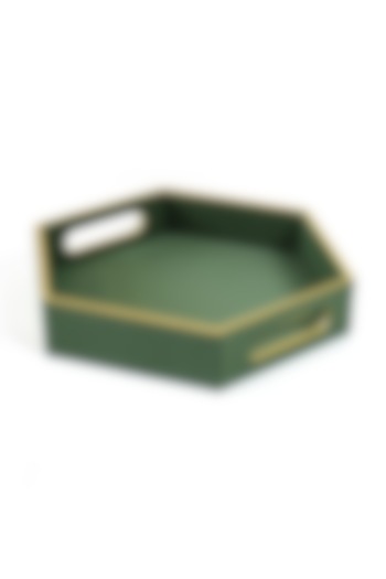 Olive Green Serpentine Hexagon Tray by ICHKAN at Pernia's Pop Up Shop