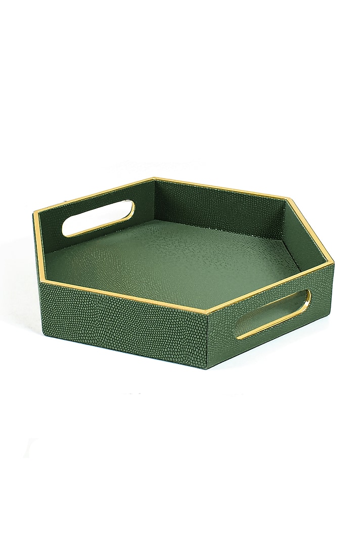 Olive Green Serpentine Hexagon Tray by ICHKAN at Pernia's Pop Up Shop