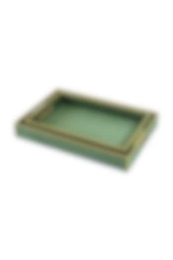Olive Green Serpentine Rectangle Tray by ICHKAN