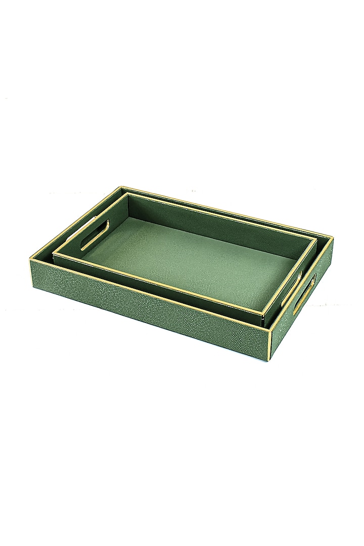 Olive Green Serpentine Rectangle Tray by ICHKAN