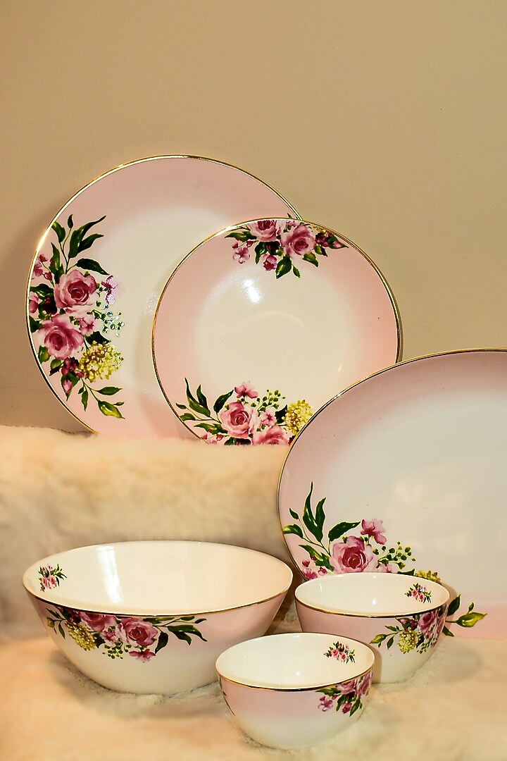 Pink Bone China Garland Dinner Set by ICHKAN at Pernia's Pop Up Shop