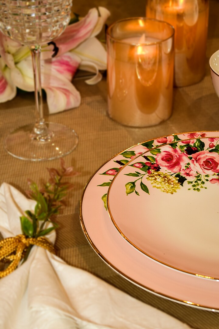 Pink Bone China Garland Dinner Set by ICHKAN at Pernia's Pop Up Shop