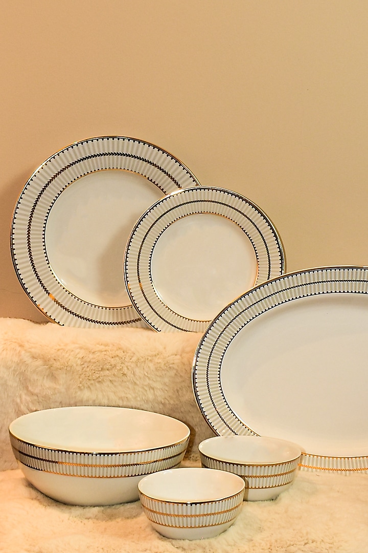 Grey Porcelain Monarchy Dinner Set by ICHKAN at Pernia's Pop Up Shop