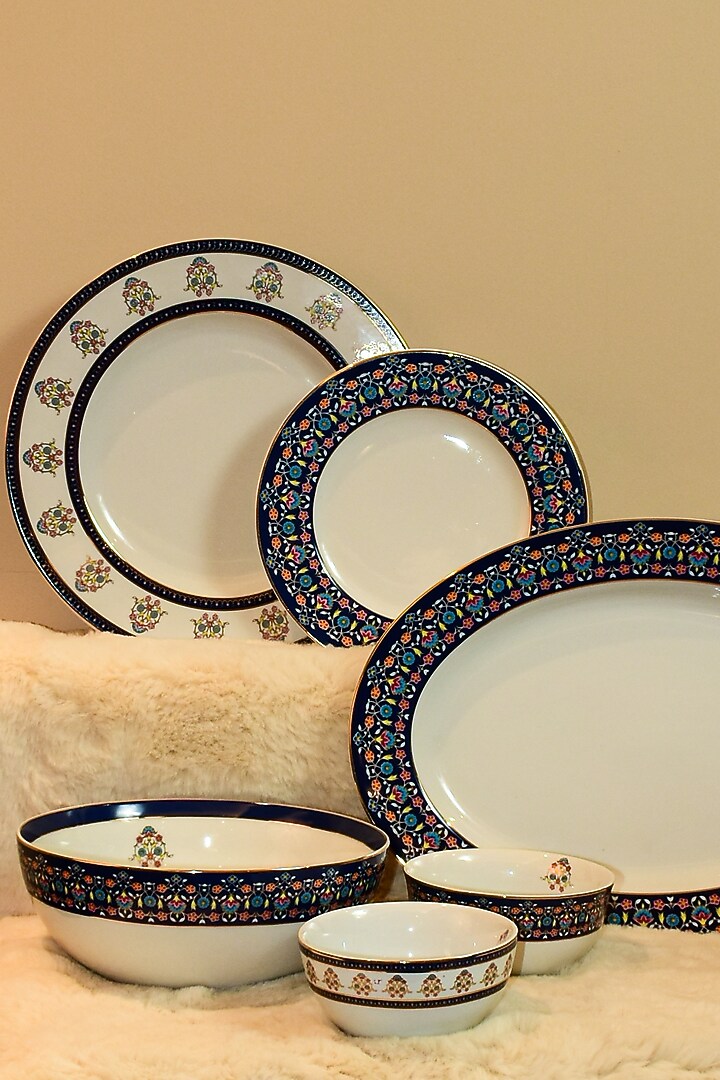 Blue Porcelain Indian Royalty Dinner Set by ICHKAN at Pernia's Pop Up Shop