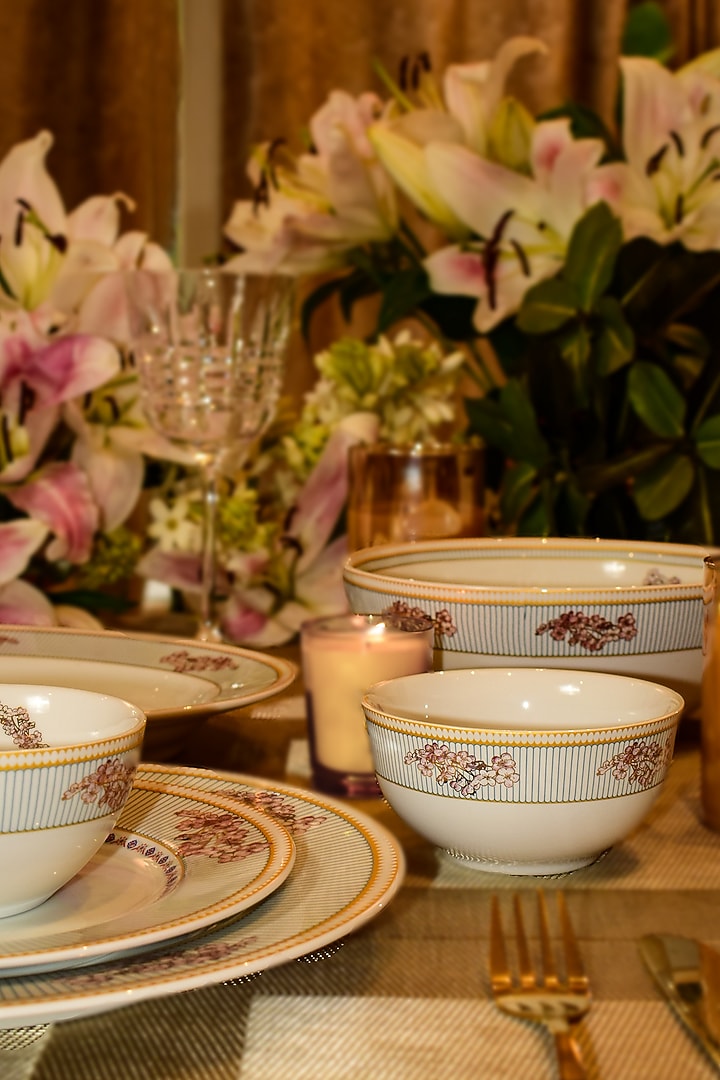 Blue Porcelain Flourishing Floret Dinner Set by ICHKAN at Pernia's Pop Up Shop
