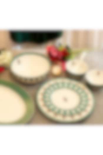 Green Porcelain Mughal Bagh Dinner Set by ICHKAN