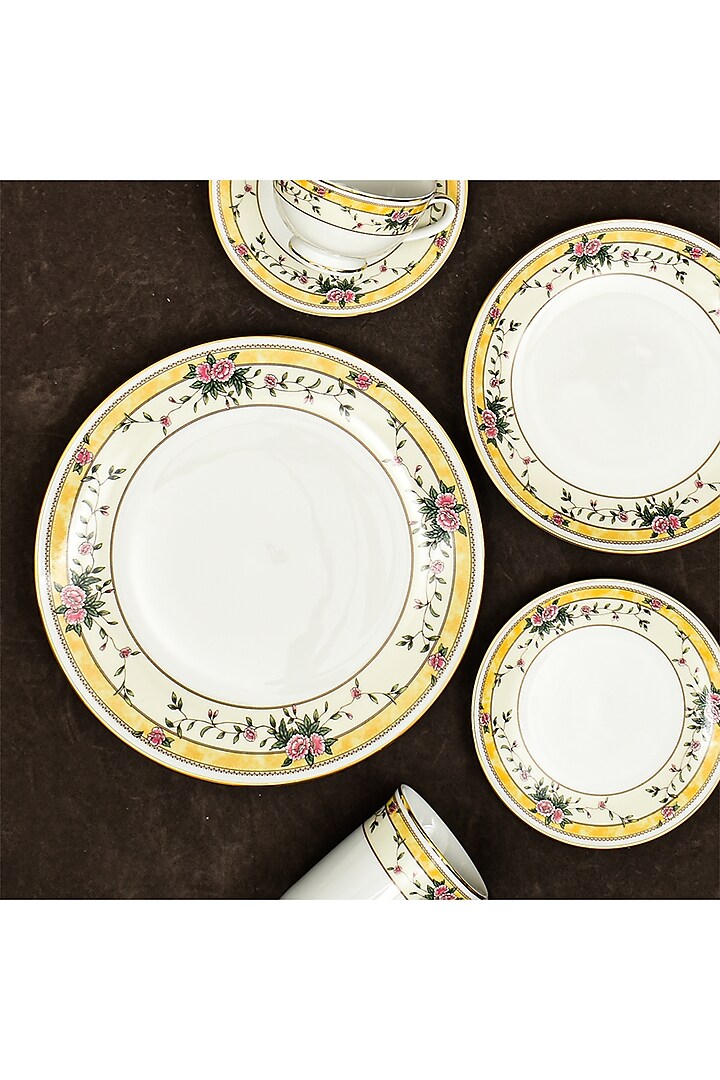 Yellow Porcelain Dinner Set Of 33 by ICHKAN at Pernia's Pop Up Shop