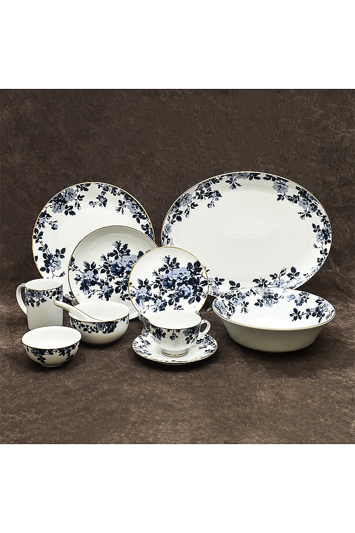 Blue Porcelain Dinner Set Of 27 by ICHKAN