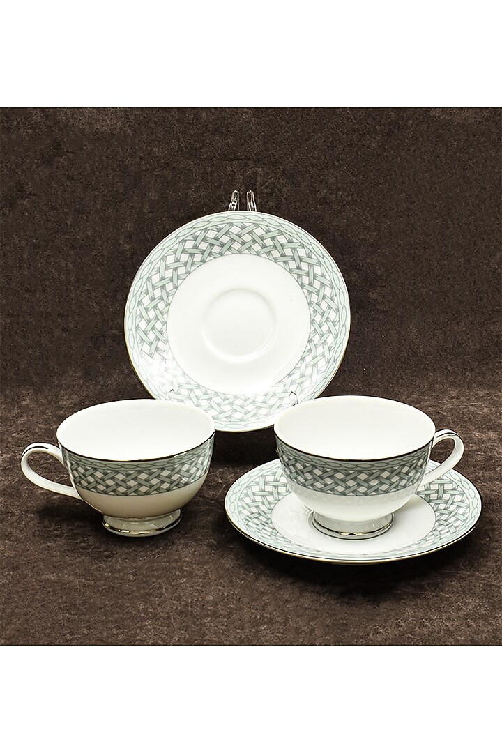 Blue Porcelain Tea Cup & Saucer With Gift Box by ICHKAN at Pernia's Pop Up Shop
