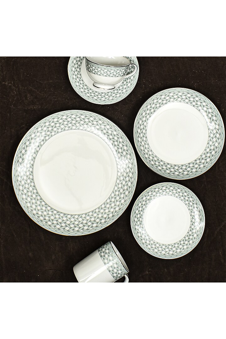 Blue Porcelain Dinner Set Of 21 by ICHKAN at Pernia's Pop Up Shop