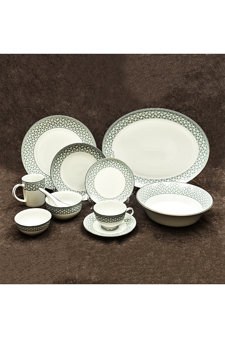 Blue Porcelain Dinner Set Of 33 by ICHKAN at Pernia's Pop Up Shop