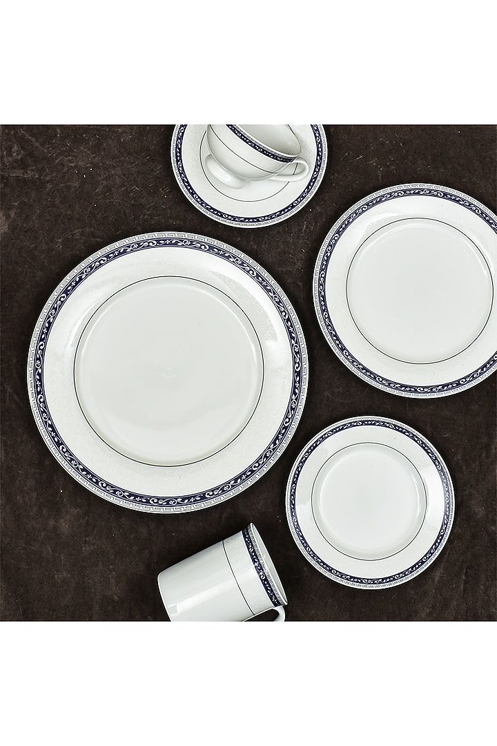 Blue Porcelain Dinner Set Of 21 by ICHKAN at Pernia's Pop Up Shop
