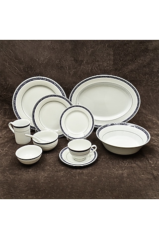 Blue Porcelain Dinner Set Of 33 by ICHKAN