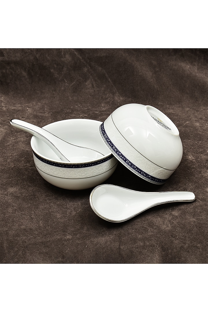 Blue Porcelain Dinner Set Of 39 by ICHKAN at Pernia's Pop Up Shop