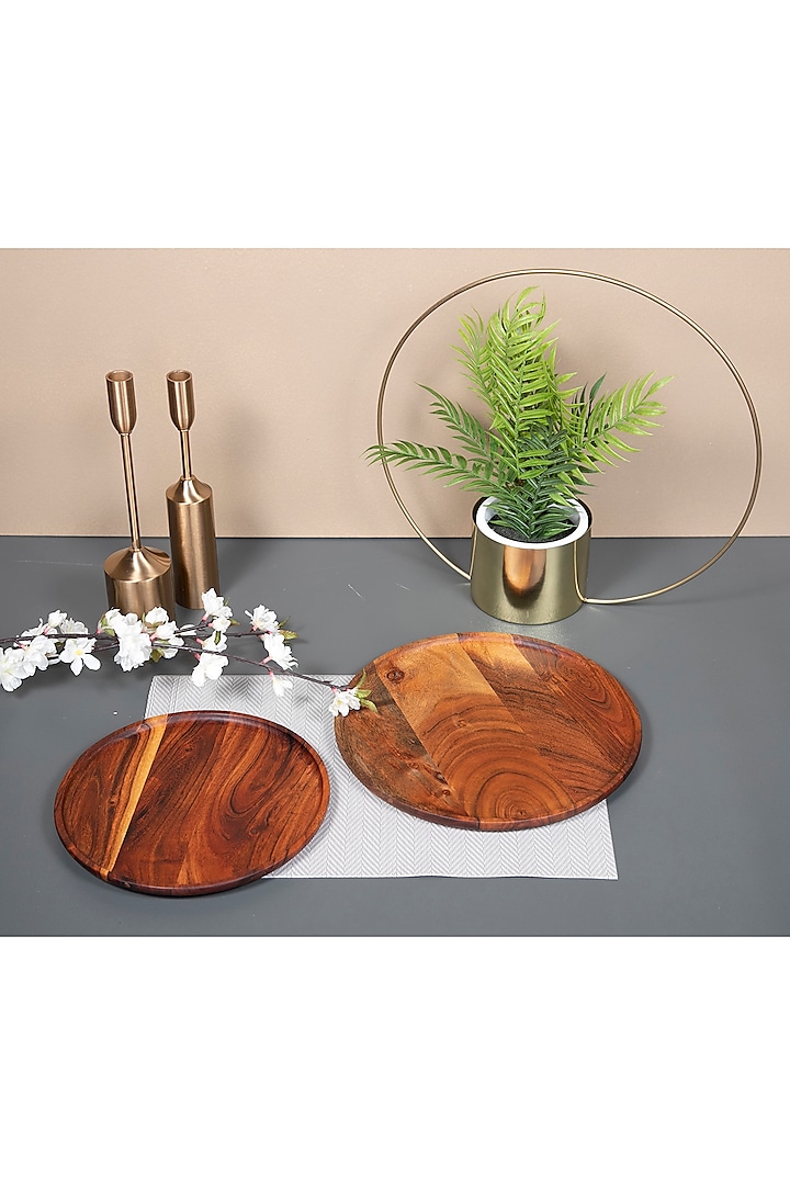 Brown Acacia Wood Plate by ICRAFT