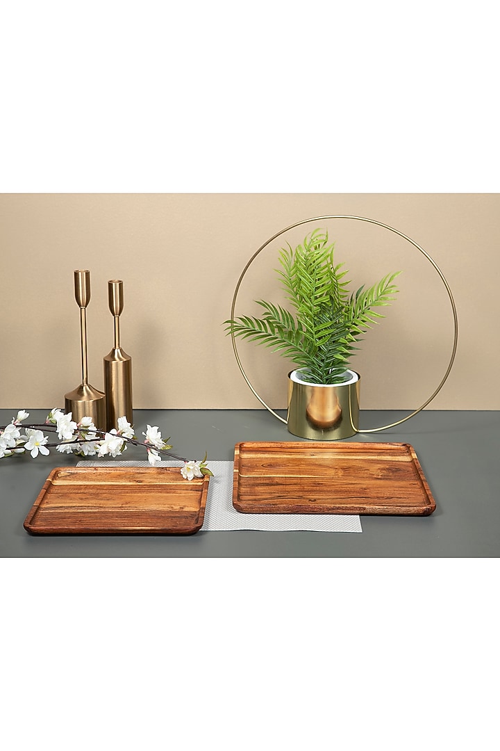 Brown Acacia Wood Square Plate by ICRAFT at Pernia's Pop Up Shop