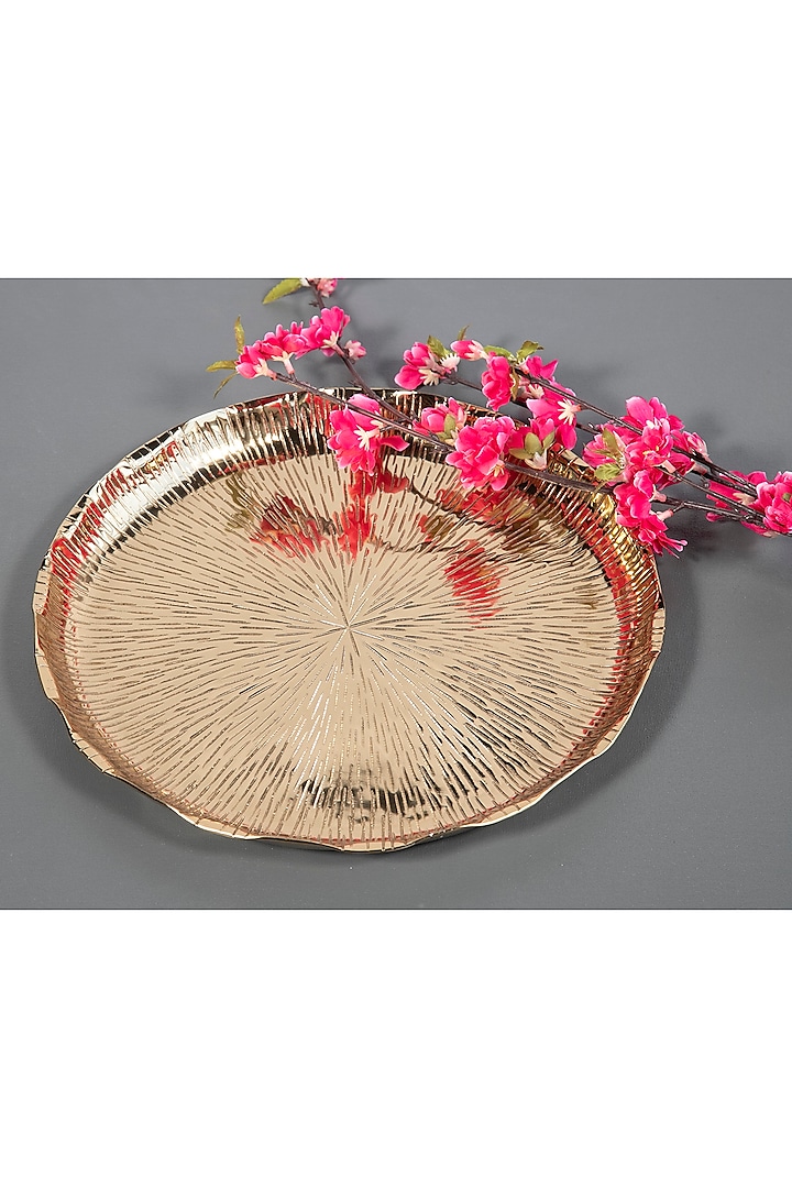 Gold Aluminum Floral Platter by ICRAFT