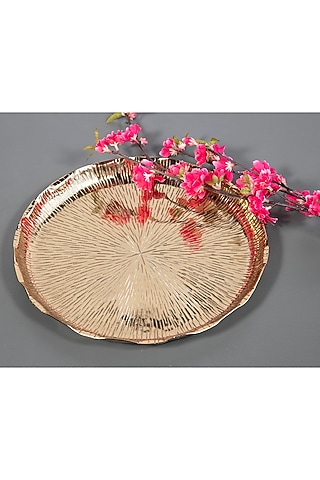 Gold Aluminum Floral Platter by ICRAFT