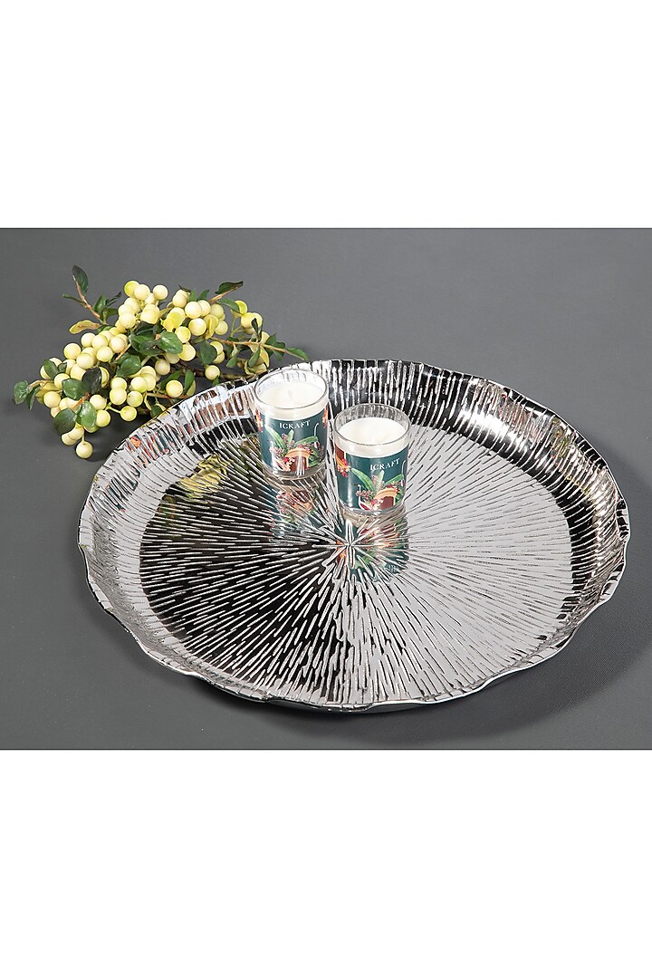 Silver Aluminum Floral Platter by ICRAFT at Pernia's Pop Up Shop