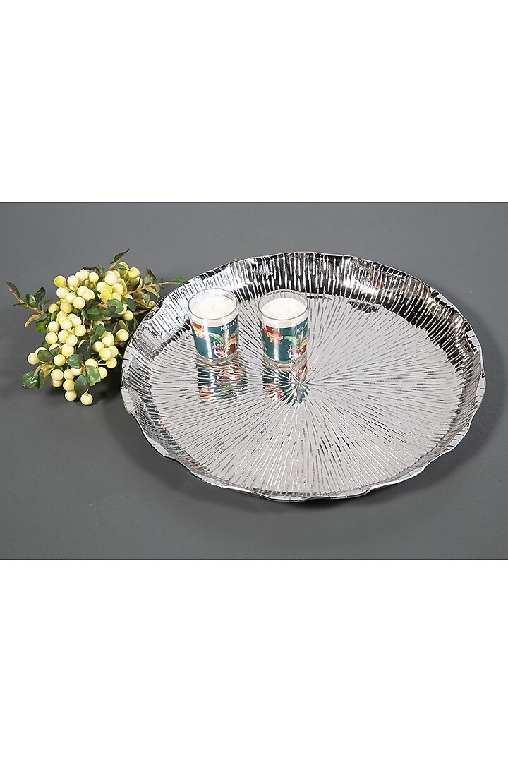 Silver Aluminum Floral Platter by ICRAFT at Pernia's Pop Up Shop