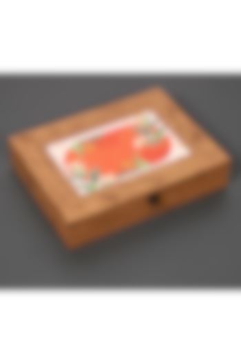 Orange MDF & Velvet Rectangle Box by ICRAFT