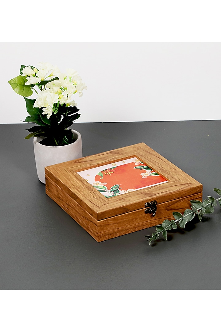 Orange MDF & Velvet Square Box by ICRAFT at Pernia's Pop Up Shop
