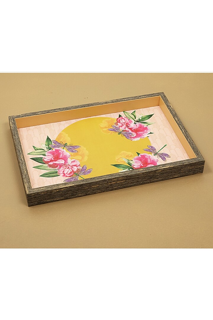 Yellow MDF & Velvet Tray by ICRAFT at Pernia's Pop Up Shop