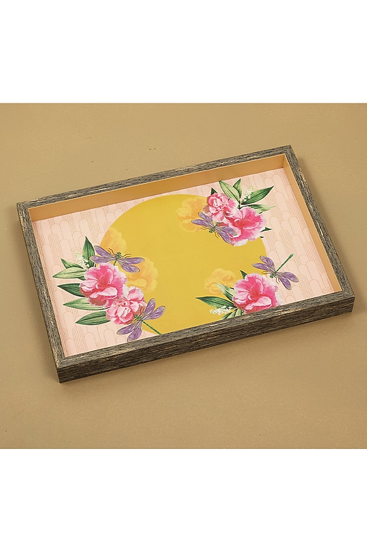 Yellow MDF & Velvet Tray by ICRAFT at Pernia's Pop Up Shop